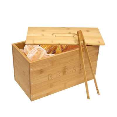 Glanzende Oberfläche Natürliche Bambus Brot-Speicherbox mit Brot-Clips perfekt für die Küche uns