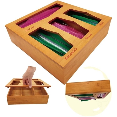 Bequemer Bambus-Klassiker Versiegelter Lunch-Taschen-Dispenser für natürliche Lagerboxen Behälter