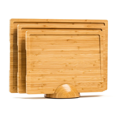 Großes Bamboo-Schnittbrett mit Saftgroove und individuellem Logo