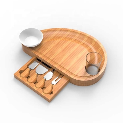 Halbkreis Conch Form Bambus Käse Schneidebrett und Messer Set für individuelle Designs