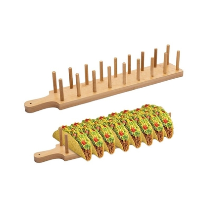 Multifunktionales Bamboo Burrito Rack 8 Küchenslot Tortilla Stand Essen servieren