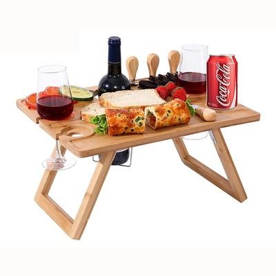 Outdoor-Bamboo-Falttable mit Gravierungen für Picknicks und Camping