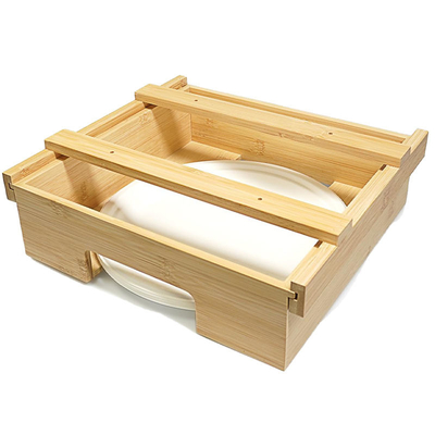 Bamboo-Küchen-Party-Organisator Geräte Caddy Papierplatte und Servietten Schrank Dispenser