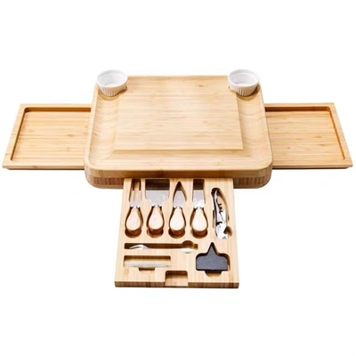 Umweltschonende Bambus-Sharcuterie-Boards Holzschneidblöcke mit Besteck
