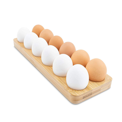 Benutzerdefiniertes Logo Bambus-Ei-Sicher-Storage-Rack für Küchen-Kühlschrank-Display-Tisch