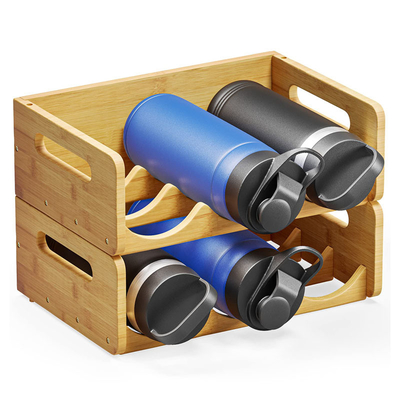 BAMBOO Wasserflaschen-Organisator mit Etiketten Nichtklappbares Regal für Küchenkammer und Schränke