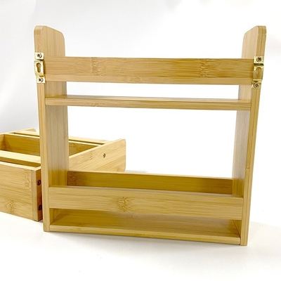 Doppelschicht-Bamboo-Gewürzestrackhalter-Organisator 28x28x8cm für Küchenzubehör