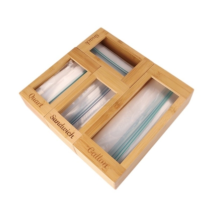 OEM/ODM Akzeptable natürliche Bambus-Kunststoff-Bogen-Speicherbox mit Aluminiumfolie-Dispenser