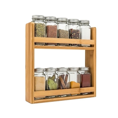 28x28x8cm Bambus Gewürzhalter Tray für in der Schublade Küchenschrank 3-Ebenen-Organisation