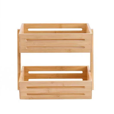 Hochgradig angepasster Bambus 2-Tier-Fruchtkorb für Küchen-Schreibtisch-Speicher-Organisator