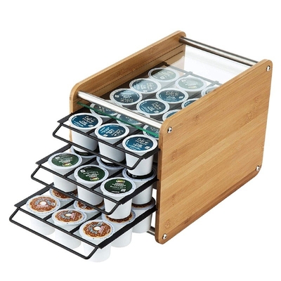 Drei-Schicht-Bamboo-K-Cup Caddy-Lagerbox mit 45 Halter Organisator CE / EU zertifiziert
