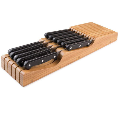 Nachhaltige 15 Schlitze Bambusmesserhalter für in der Schublade Küchenzubehör 43X13.3X5cm