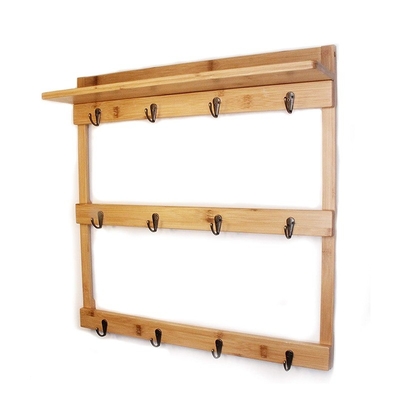 Multifunktionaler Bambus-Wandhaken Kaffeetasse-Hanger für das Bad