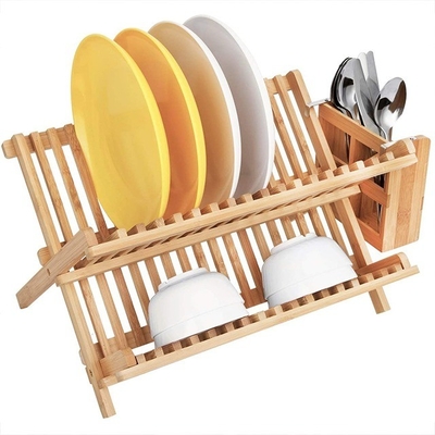 BAMBOO Rechteck Klappplatten Tassen Haltestand Klappbehälter Tellertrockner Regal