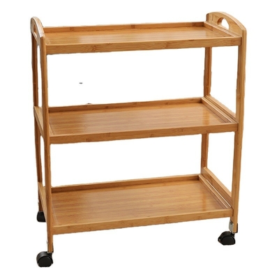 Funktionelles Design Bambus Küchenspeicher mit 3 Abstellregalen und Rädern