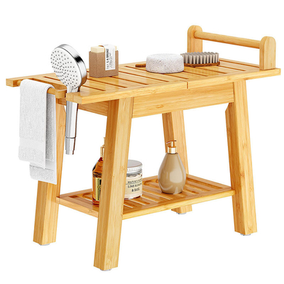 Umweltschonende Zwei-Schicht-Bamboo-Duschenbank mit Lagerraum Natürlicher Bambusfarb-Spa-Stuhl