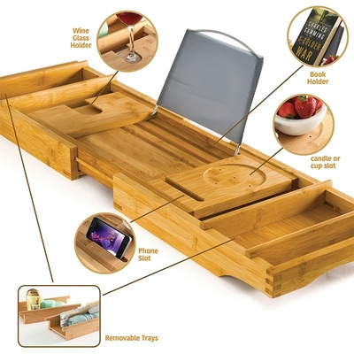 CE-Zertifikat Bambus-Badezimmer Caddy Tray für Badewanne