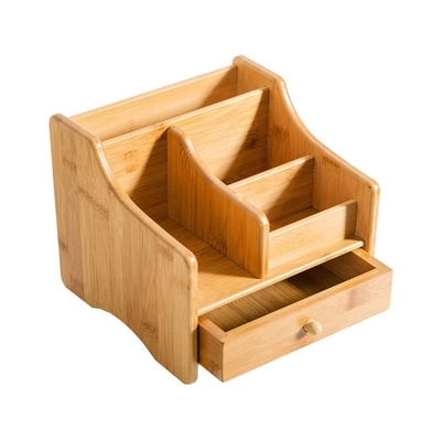 Funktionale Art Bambus-Make-up-Speicher mit Schubladen für Bürobedarf und Schmuck