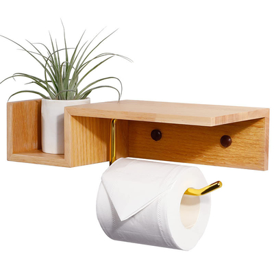 Nachhaltige Wand-Bamboo-Toilettenpapier-Lagerhalter mit Regal