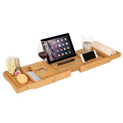 Erweiterbare Bamboo-Badewanne Caddy Tray angepasst 108.5x22.5x4.5cm