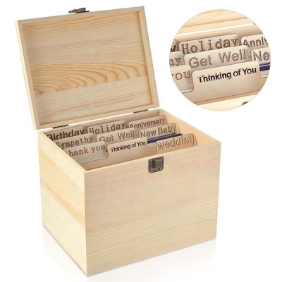 Moderne BAMBOO Grußkarten-Organisator-Box mit Trennwänden und Deckel stilvolles Design