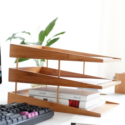 Natürlicher Bamboo Schreibtisch-Datei-Organisator für Büropapier und Zeitschriften-Speicherlösung
