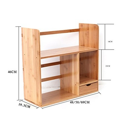 Bamboo-Schreibtisch-Buchregal mit Schubladen und Magazinregal