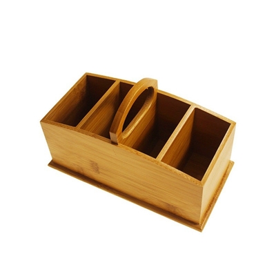 Benutzerdefinierte Größe Akzeptiert Bambus-Desktop-Organisator Station Box-Speicherhalter mit Griff