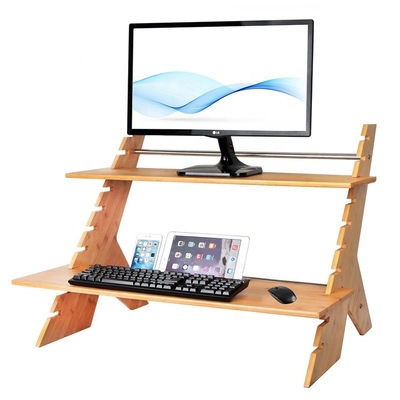 Natürliche Stehartyp-Installation 2-Schicht-Höhen Halter Schreibtischregal für Büro zu Hause