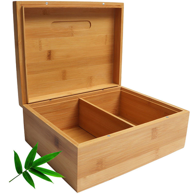 Moderner Design-Stil Bambus-Quadrat-Box mit Deckel und Schloss zum Aufbewahren von Tabak-Tee Schmuck 25,4 x 20,1 x 10,1 cm