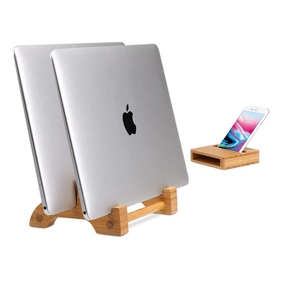 Portable verstellbarer Bambus Laptop Stand vertikal personalisiert