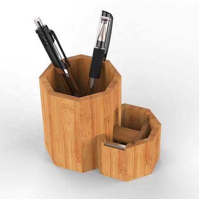 Ordnen Sie Ihren Schreibtisch mit diesem Multifunktions-Bamboo-Stifthalter 11.4*7.8*9cm