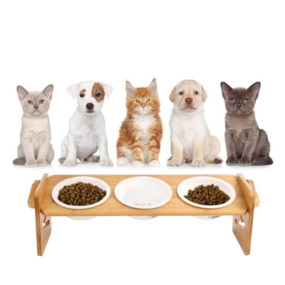 OEM/ODM Akzeptabel Holzstand Speisezimmer für Haustiere Katzenfütter mit verstellbarem Bambusstand