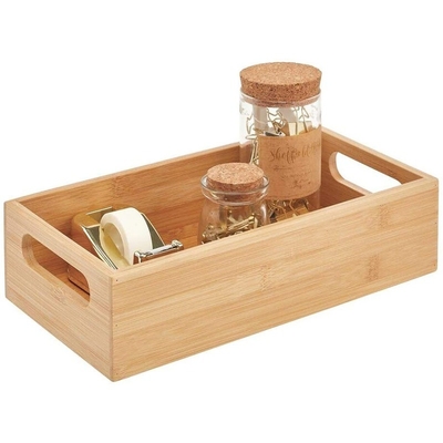 Maximieren Sie Ihren Speisekammerraum mit Bamboo Container Bin Schubladen Organisator Last 5-10kg 43x30.5x5cm