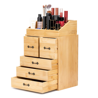Schreibtisch Bambus Holz Make-up und Schmuck Schublade Organisator Box