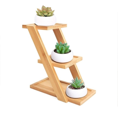 Natürlicher Bambus Pflanzenregal Blumenhalter Displayregal 3 Stufe
