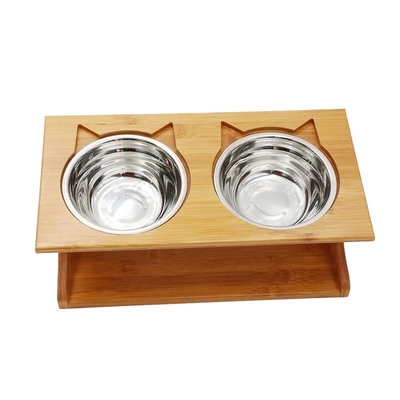 Nicht faltbares Rack Höhenverstellbarer Hochgehobener Bambus Sublimation Hundebecher Tierfutter mit Ständer