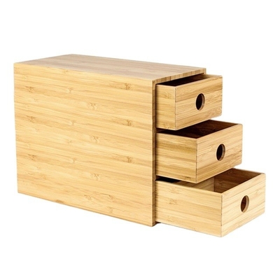 100% Massivbamboo 3-Schubladen-Kiste-Speicher Bürobedarf Schreibtisch-Organisator für Sundries