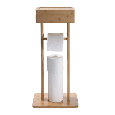 Freistehender Badezimmerspeicherregal Bambus Toilettenrollenhalter für Papier