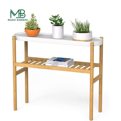 American Style 2 Tier High Corner Bambuspflanzenstand Ideal für Garten- und Büroanwendung