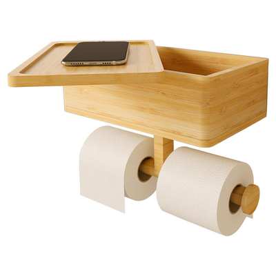 3 in 1 Bamboo Badezimmer Lagerregal Wandmontage Toilettenpapierhalter OEM