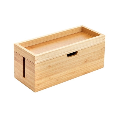 Bequeme Bamboo-Lagerbox mit Deckel für die ordentliche Aufbewahrung von Kabeln 1-2KG 31,8x12,2x10cm
