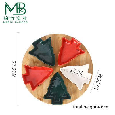Bamboo Drehfach 27.2cm mit Keramikschüssel in Weihnachtsbaumform