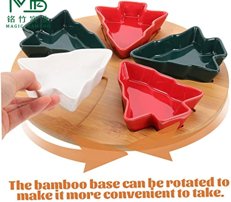 Natürliche Bamboo-Tasse mit Keramikschüssel in Weihnachtsbaumform