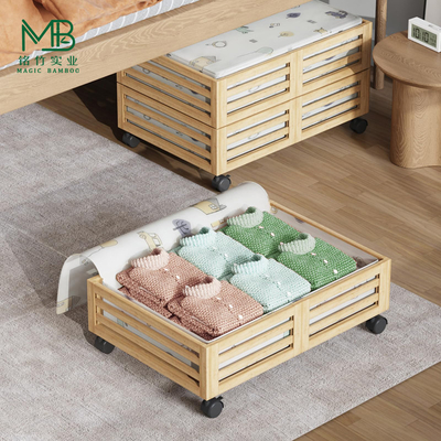 Bambus Unterwäsche Lagerbox mit Rädern und Staubsack für das Schlafzimmer