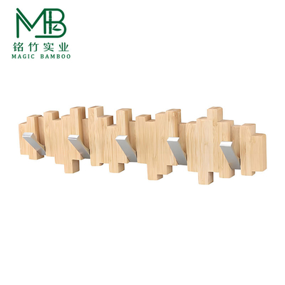 Bamboo wall mounted rack with metal hook for living room